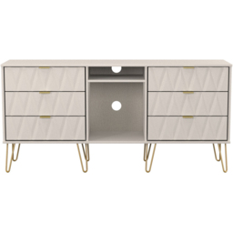 Crowndale Diamond 6 Drawer 2 Shelf Kashmir Matt Wide TV Unit Ready Assembled - Size: 75 x 152 x 40cm - Wilko - thumbnail 3