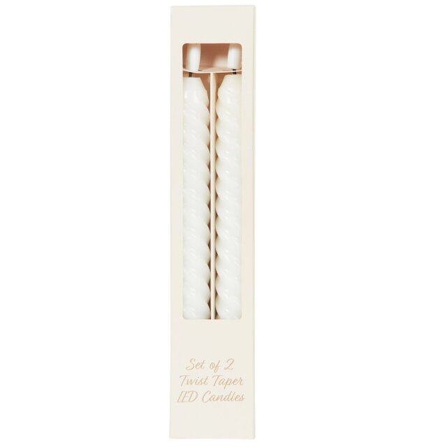 Set of 2 Twist Taper LED Candles - White or Ivory - Wilko - image 1