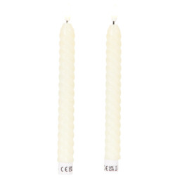 Set of 2 Twist Taper LED Candles - White or Ivory - Wilko - thumbnail 2