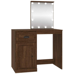 vidaXL Single Door Single Drawer Brown Oak Wooden Dressing Table - Size: 132.5 x 90 x 50cm - Wilko - thumbnail 3