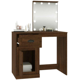 vidaXL Single Door Single Drawer Brown Oak Wooden Dressing Table - Size: 132.5 x 90 x 50cm - Wilko - thumbnail 6