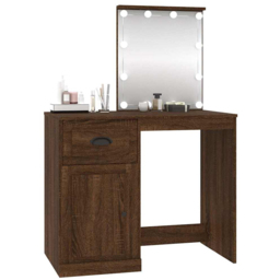 vidaXL Single Door Single Drawer Brown Oak Wooden Dressing Table - Size: 132.5 x 90 x 50cm - Wilko - thumbnail 5