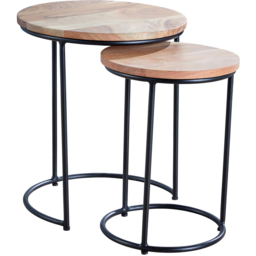 Home Source Elkart Acacia Round Nest of Tables Set of 2 - Size: 45 x 38 x 38cm - Brown - Wilko - thumbnail 3