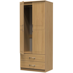 Crowndale Dorset 2 Door 2 Drawer Modern Oak Wardrobe Ready Assembled - Size: 2 Door, 2 Drawer - Wood - Wilko - thumbnail 5