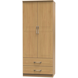 Crowndale Dorset 2 Door 2 Drawer Modern Oak Wardrobe Ready Assembled - Size: 2 Door, 2 Drawer - Wood - Wilko - thumbnail 3