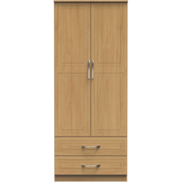 Crowndale Dorset 2 Door 2 Drawer Modern Oak Wardrobe Ready Assembled - Size: 2 Door, 2 Drawer - Wood - Wilko - thumbnail 4
