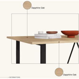 Decortie Dalma 6 Seater Dining Table with Metal Legs Saphire Oak and Black - Size: 75.5 x 140 x 80cm - Cream - Wilko - thumbnail 7