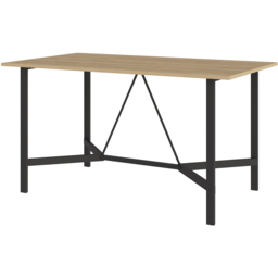 Decortie Dalma 6 Seater Dining Table with Metal Legs Saphire Oak and Black - Size: 75.5 x 140 x 80cm - Cream - Wilko - thumbnail 3
