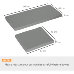Outsunny Outdoor Seat Cushion Pads Grey - Size: 45 x 12 x 96cm - Wilko - thumbnail 6