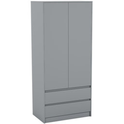 Vida Designs Denver 2 Door 2 Drawer Grey Wardrobe - Size: 2 Door, 2 Drawer - Wilko - thumbnail 3