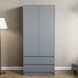 Vida Designs Denver 2 Door 2 Drawer Grey Wardrobe - Size: 2 Door, 2 Drawer - Wilko - thumbnail 4