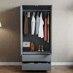 Vida Designs Denver 2 Door 2 Drawer Grey Wardrobe - Size: 2 Door, 2 Drawer - Wilko - thumbnail 5