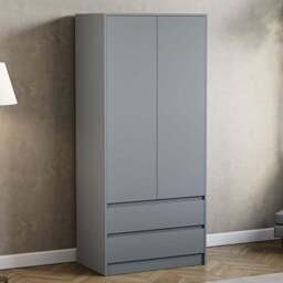 Vida Designs Denver 2 Door 2 Drawer Grey Wardrobe - Size: 2 Door, 2 Drawer - Wilko - thumbnail 1
