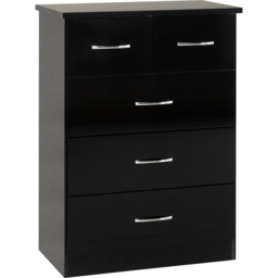 Seconique Nevada 5 Drawer Black Gloss Chest of Drawers - Wilko - thumbnail 3