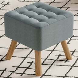 Living and Home Padded Foot Stool - Grey - Wilko - thumbnail 1