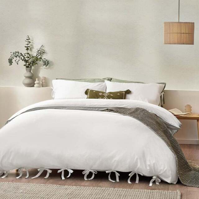 Yard Mallow Bow Tie Single Warm White Duvet Set - Yard Living - Wilko - image 1