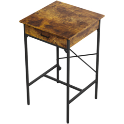 Living and Home Single Drawer Wood Grain Bar Table with Built-In Charging Station - Size: 102.5 x 60 x 60cm - Brown + Black - Wilko - thumbnail 3