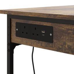 Living and Home Single Drawer Wood Grain Bar Table with Built-In Charging Station - Size: 102.5 x 60 x 60cm - Brown + Black - Wilko - thumbnail 6