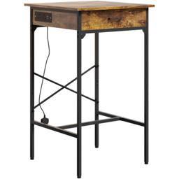 Living and Home Single Drawer Wood Grain Bar Table with Built-In Charging Station - Size: 102.5 x 60 x 60cm - Brown + Black - Wilko - thumbnail 4