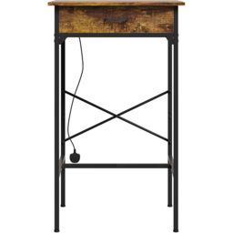 Living and Home Single Drawer Wood Grain Bar Table with Built-In Charging Station - Size: 102.5 x 60 x 60cm - Brown + Black - Wilko - thumbnail 5