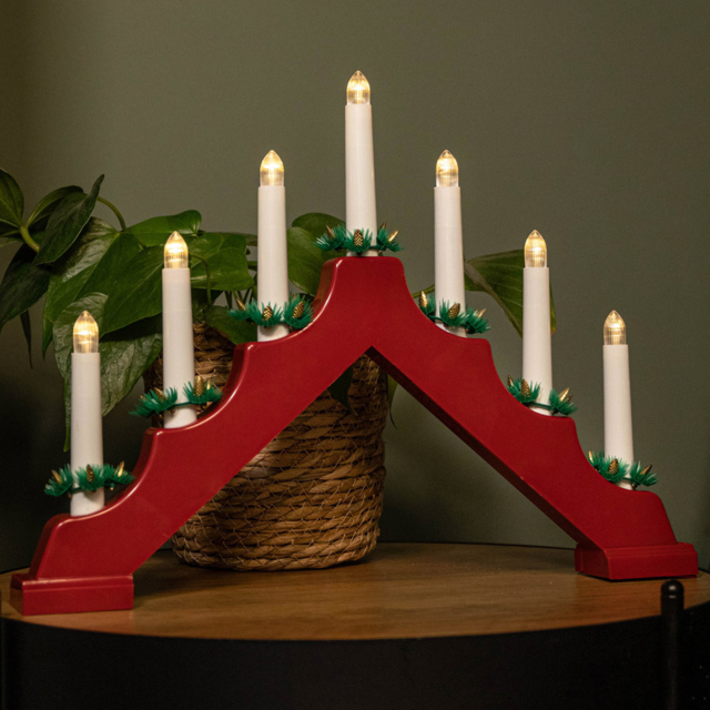 Samuel Alexander Light Up Red Wooden Christmas Candle Bridge - Size: 30 x 41 x 41cm - Wilko - image 1