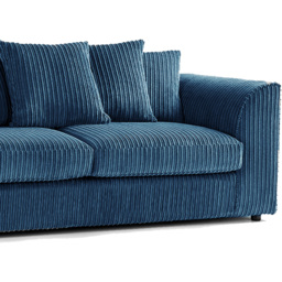 Luxor 6 Seater Marine Blue Jumbo Cord Scatter Back Sofa Suite - Wilko - thumbnail 4