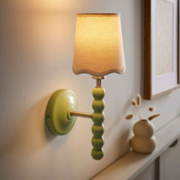 ValueLights Scallop Shade Sage Green Bobbin LED Wall Light with Bulb 2 Pack - Size: 35 x 12 x 16cm - Wilko - thumbnail 4