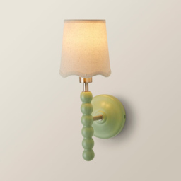 ValueLights Scallop Shade Sage Green Bobbin LED Wall Light with Bulb 2 Pack - Size: 35 x 12 x 16cm - Wilko - thumbnail 5