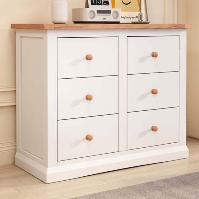 Cabinet Bits Castelli 6 Drawer White Wood Knob Chest of Drawers - Wilko - image 1
