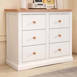 Cabinet Bits Castelli 6 Drawer White Wood Knob Chest of Drawers - Wilko - thumbnail 1
