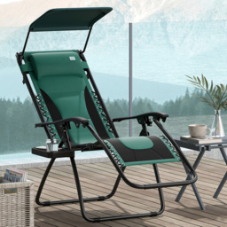 Outsunny Green Zero Gravity Folding Reclining Chair - Size: 113 x 65 x 89cm - Wilko
