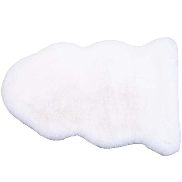 White Faux Rabbit Fur Rug 90 x 60cm - Wilko