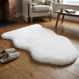 White Faux Rabbit Fur Rug 90 x 60cm - Wilko - thumbnail 6