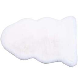 White Faux Rabbit Fur Rug 90 x 60cm - Wilko