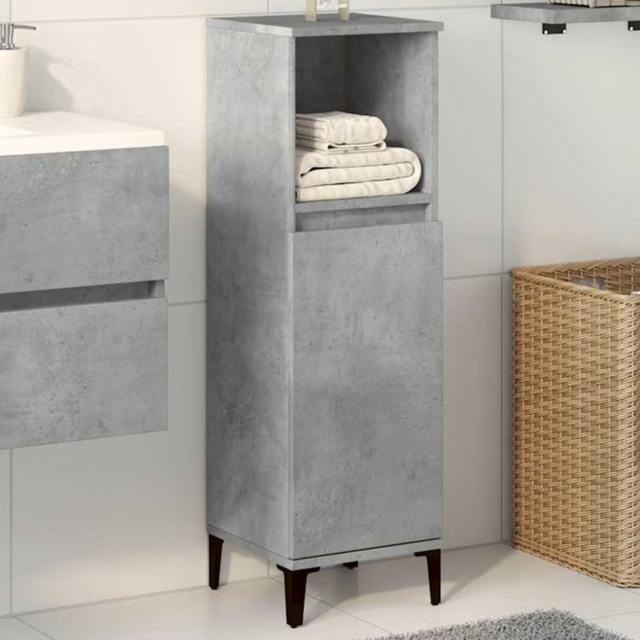 vidaXL Single Door Single Shelf Grey Bathroom Cabinet - Size: 100 x 30 x 30cm - Wilko - image 1