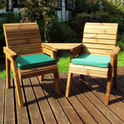 Charles Taylor 2 Seater Angled Companion Seat with Green Cushions - Wilko