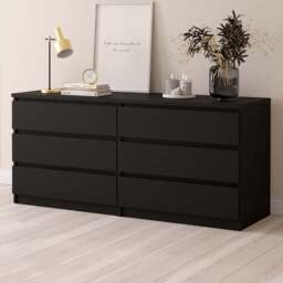 Florence 6 Drawer Black Matt Wide Chest of Drawers - Furniture to Go - Wilko