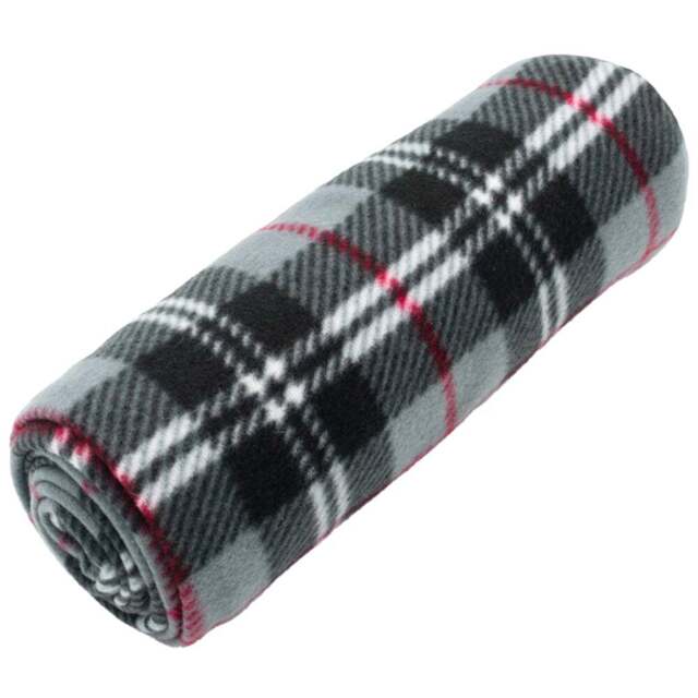 Velosso Grey Checkered Polar Fleece Blanket 152 x 127cm - Size: 127 x 152 x 1cm - Wilko - image 1
