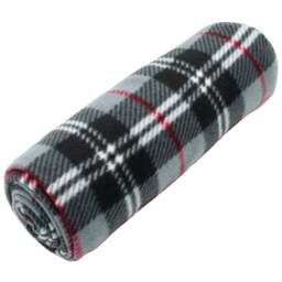 Velosso Grey Checkered Polar Fleece Blanket 152 x 127cm - Size: 127 x 152 x 1cm - Wilko