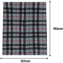Velosso Grey Checkered Polar Fleece Blanket 152 x 127cm - Size: 127 x 152 x 1cm - Wilko - thumbnail 4