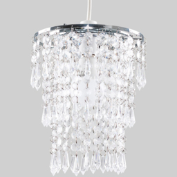 ValueLights 3-Tier Clear Acrylic Bead Droplet Ceiling Lamp Shade - Size: 23 x 20 x 23cm - Silver - Wilko - thumbnail 4