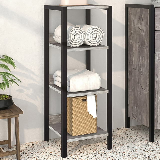 Loft24 Chris 4 Shelf Concrete Black Bookcase - Wilko - image 1