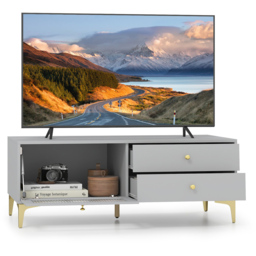 Costway Grey TV Stand with Compartment - Size: 120 x 62 x 46cm - Wilko - thumbnail 4