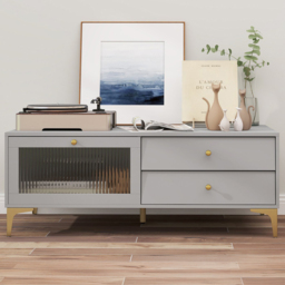 Costway Grey TV Stand with Compartment - Size: 120 x 62 x 46cm - Wilko - thumbnail 1