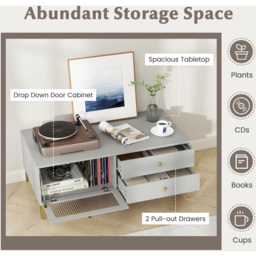 Costway Grey TV Stand with Compartment - Size: 120 x 62 x 46cm - Wilko - thumbnail 7