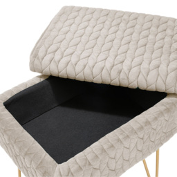 Living and Home Cream Rectangle Upholstered Ottoman Vanity Stool with Storage - Wilko - thumbnail 6