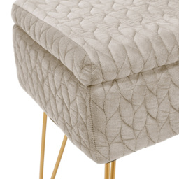 Living and Home Cream Rectangle Upholstered Ottoman Vanity Stool with Storage - Wilko - thumbnail 7