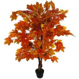 Leaf Autumn Maple Acer Artificial Tree in Pot 125cm - Size: 125 x 70 x 70cm - Orange - Wilko