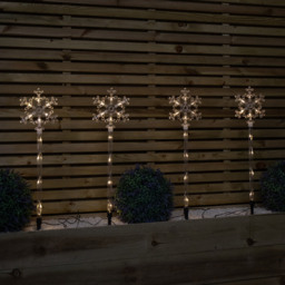 Samuel Alexander 4 Piece 40 Warm White LED Crystal Snowflake Christmas Path Light Set - Size: 69 x 16 x 2cm - Wilko