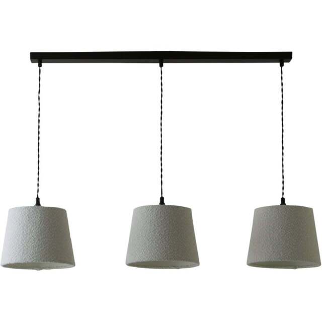 ValueLights Rory Tapered Cream Boucle Lamp Shade 3 Drop Ceiling Pendant Light with LED Bulbs - Size: 123.5 x 98 x 25cm - Black - Wilko - image 1